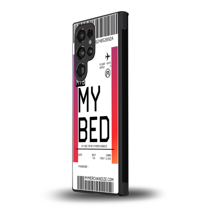my bed boarding pass ticket back phone cover | glass case for samsung galaxy s24 ultra