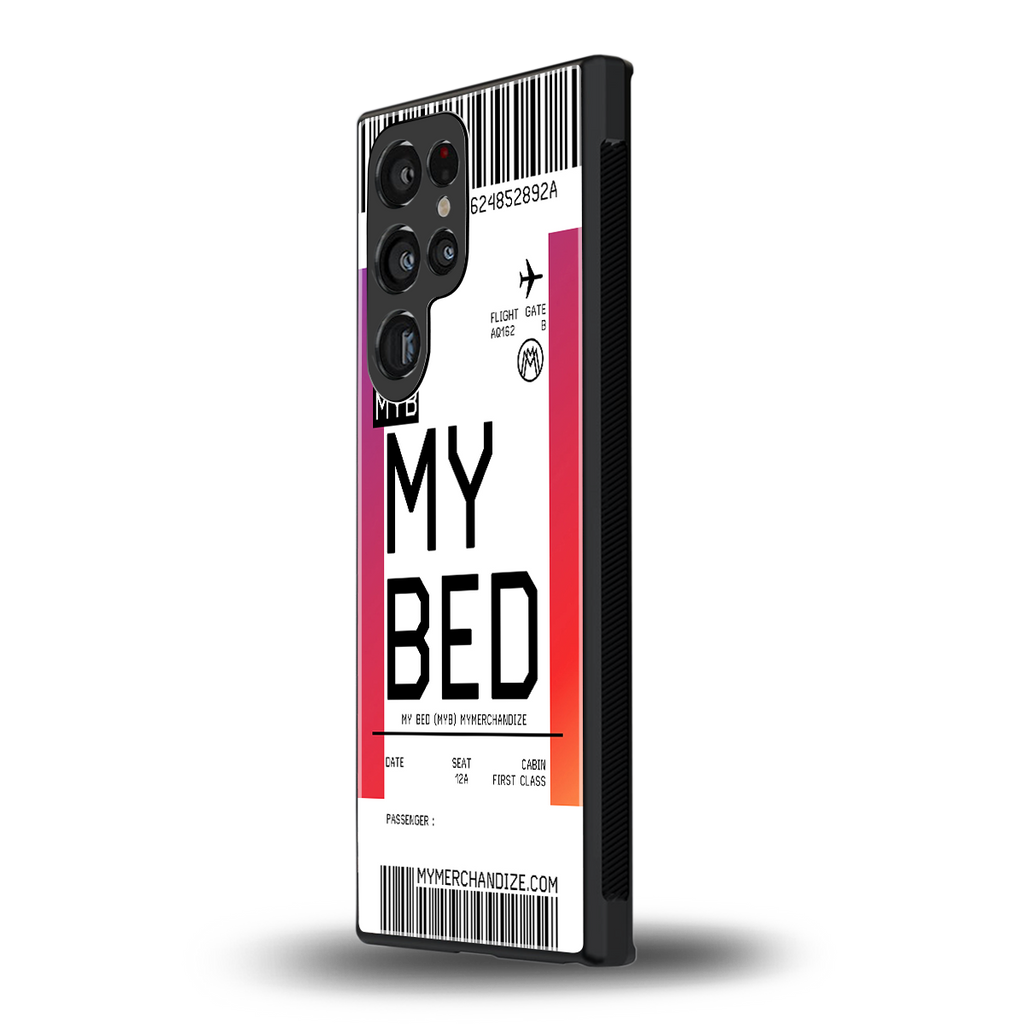 my bed boarding pass ticket back phone cover | glass case for samsung galaxy s23 ultra