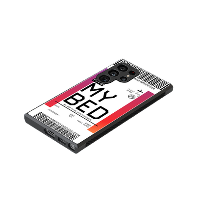 my bed boarding pass ticket back phone cover | glass case for samsung galaxy s23 ultra