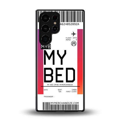 my bed boarding pass ticket back phone cover | glass case for samsung galaxy s25 ultra