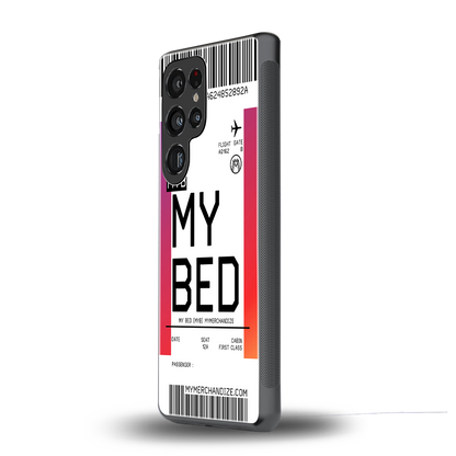 my bed boarding pass ticket back phone cover | glass case for samsung galaxy s25 ultra