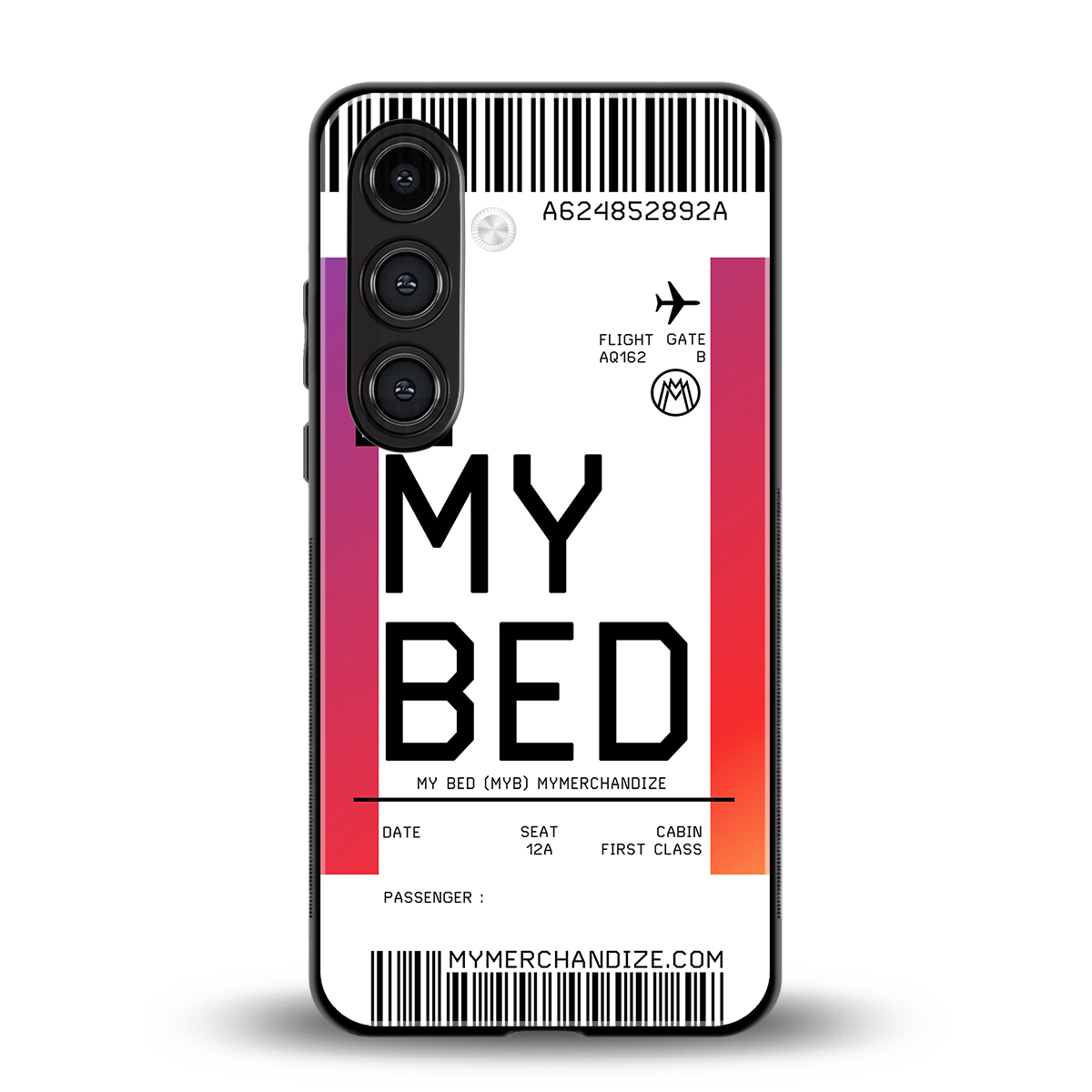 my bed boarding pass ticket back phone cover | glass case for samsung galaxy s24 plus