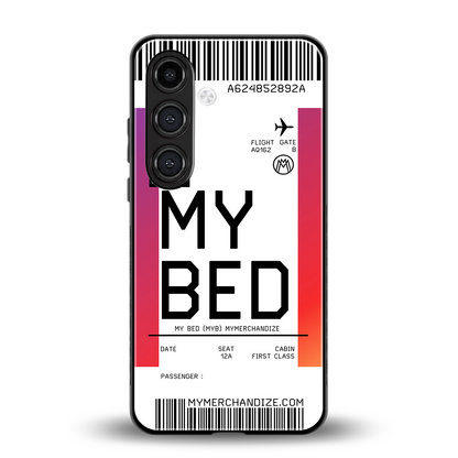 my bed boarding pass ticket back phone cover | glass case for samsung galaxy s24 plus