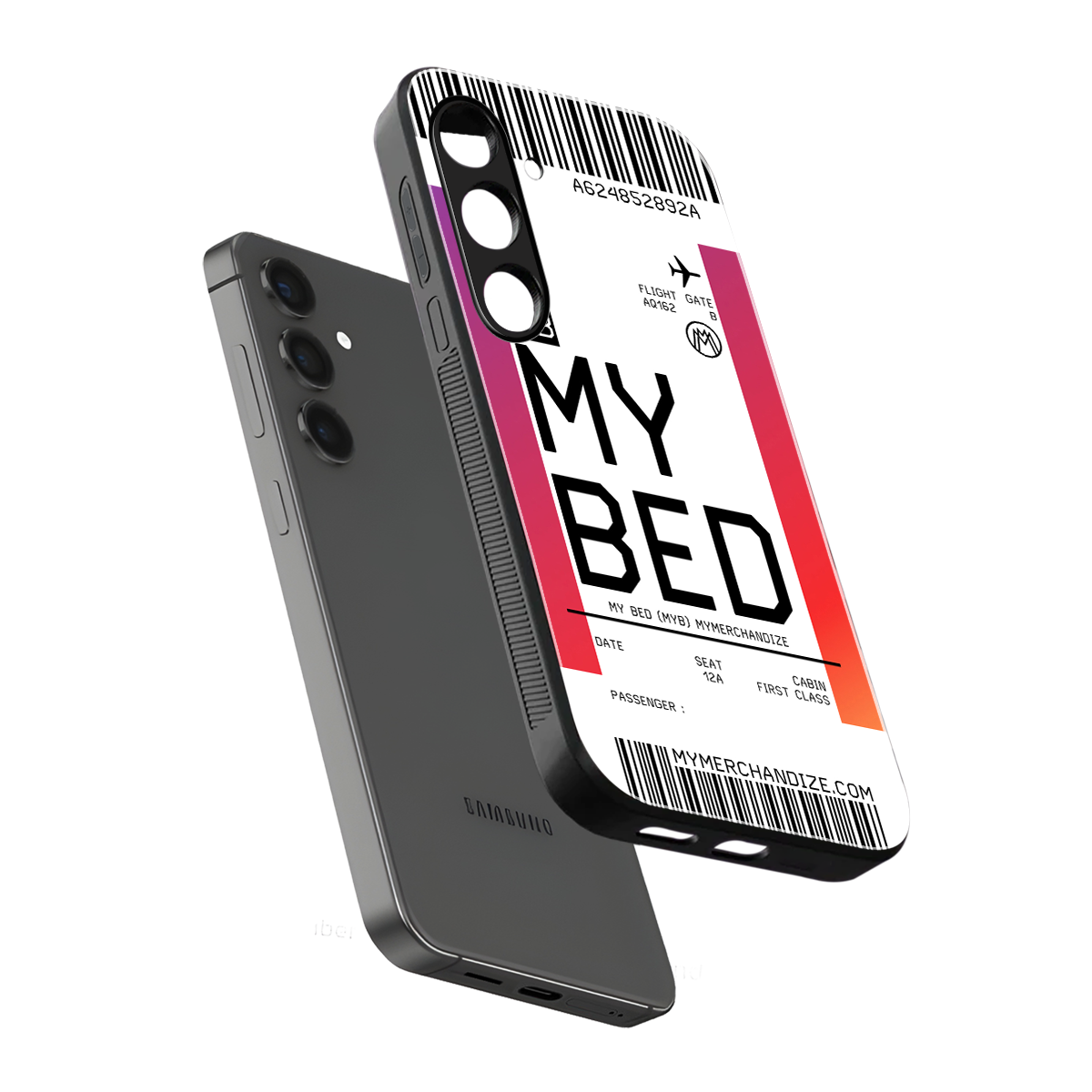 my bed boarding pass ticket back phone cover | glass case for samsung galaxy s24 plus