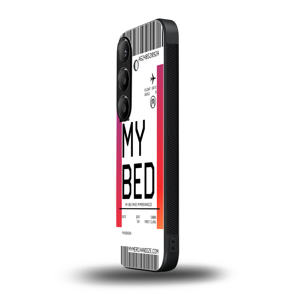 my bed boarding pass ticket back phone cover | glass case for samsung galaxy s24 plus