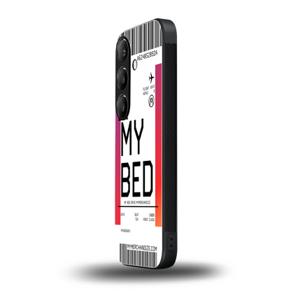 my bed boarding pass ticket back phone cover | glass case for samsung galaxy s24 fe