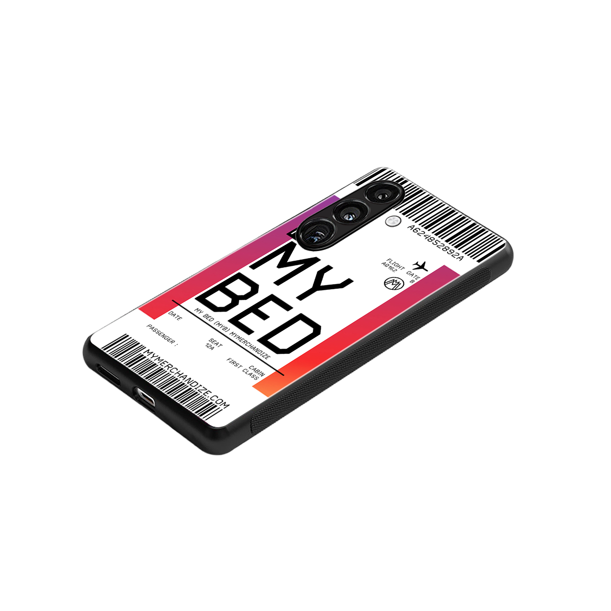 my bed boarding pass ticket back phone cover | glass case for samsung galaxy s24 plus