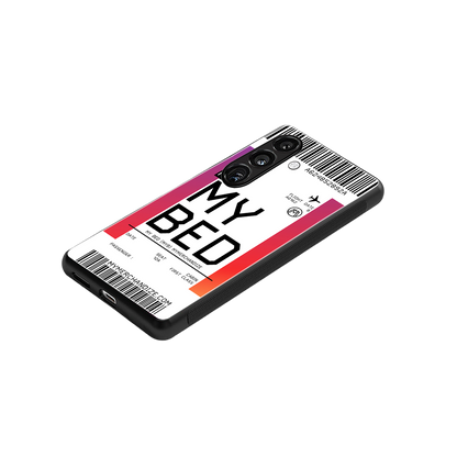 my bed boarding pass ticket back phone cover | glass case for samsung galaxy s24 plus