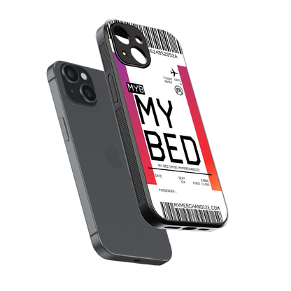 my bed boarding pass ticket back phone cover | glass case for iphone 15