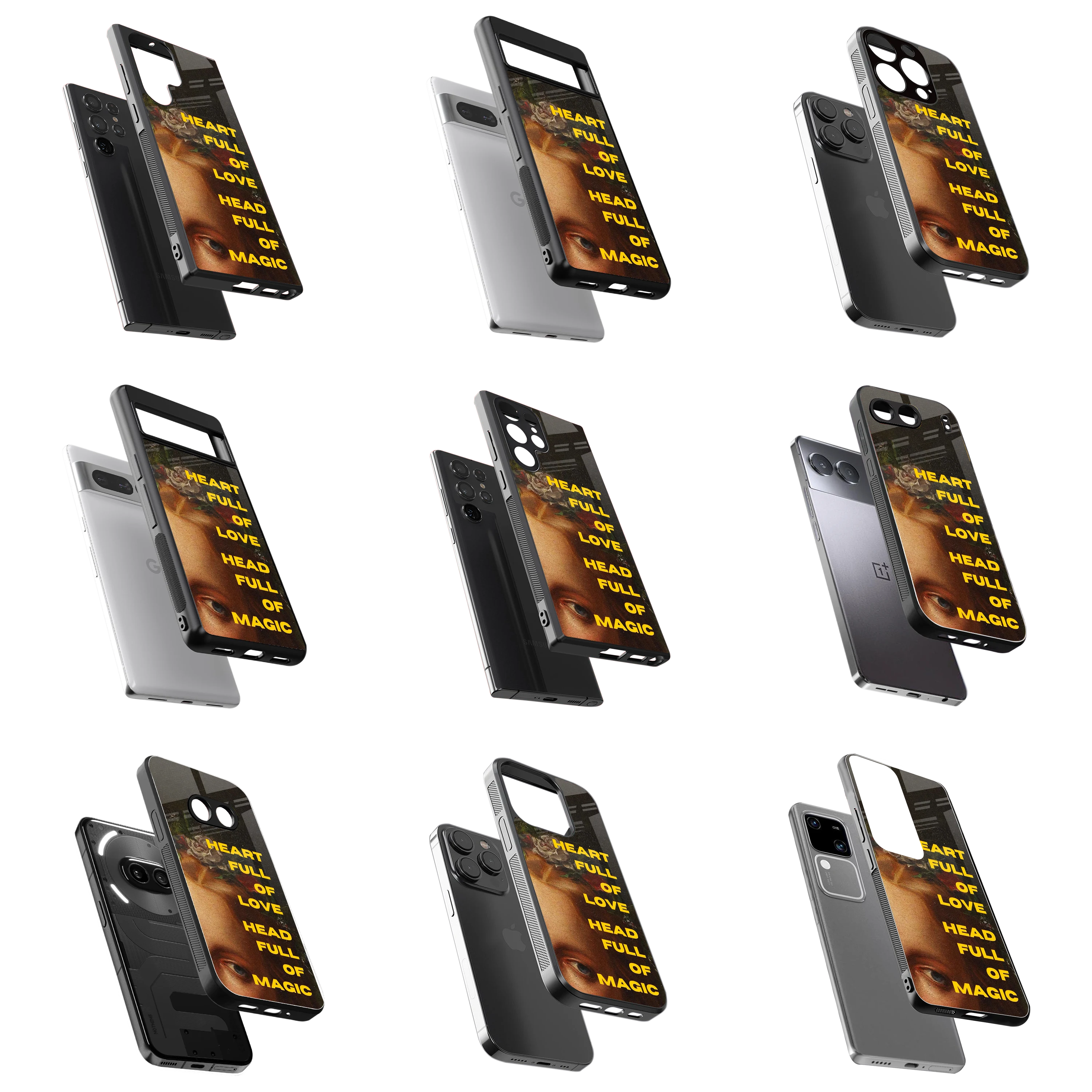 Durable Glass Back Mobile Case for iPhone, Samsung, OnePlus, Google Pixel, Redmi, Vivo, Oppo