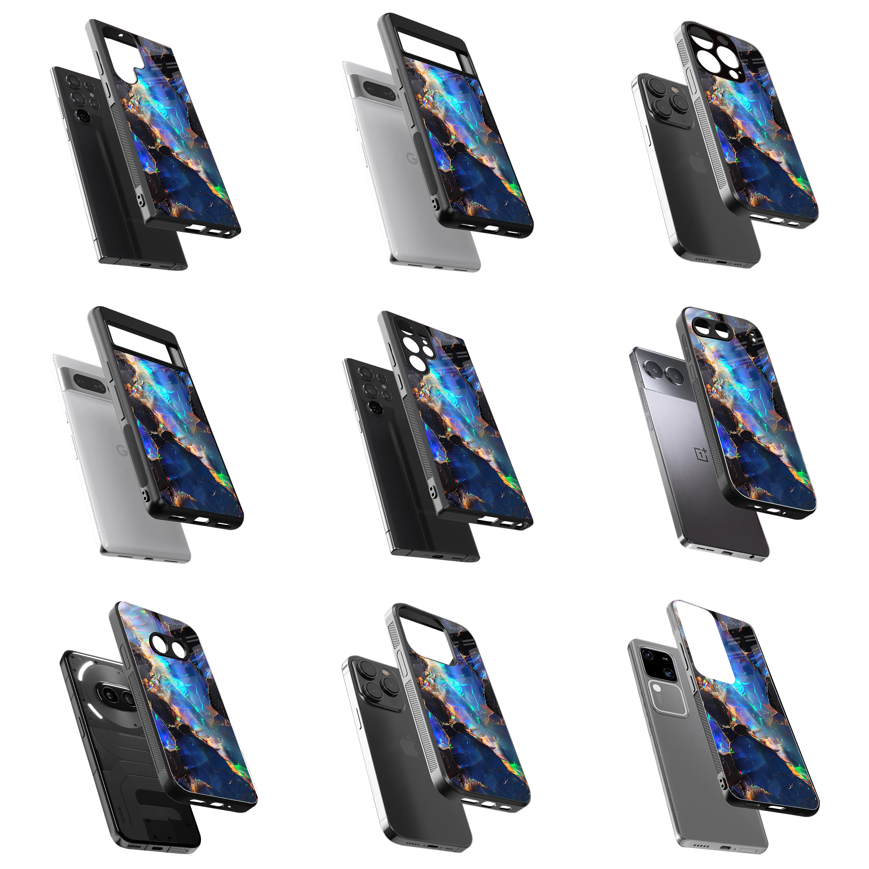 Durable Glass Back Mobile Case for iPhone, Samsung, OnePlus, Google Pixel, Redmi, Vivo, Oppo