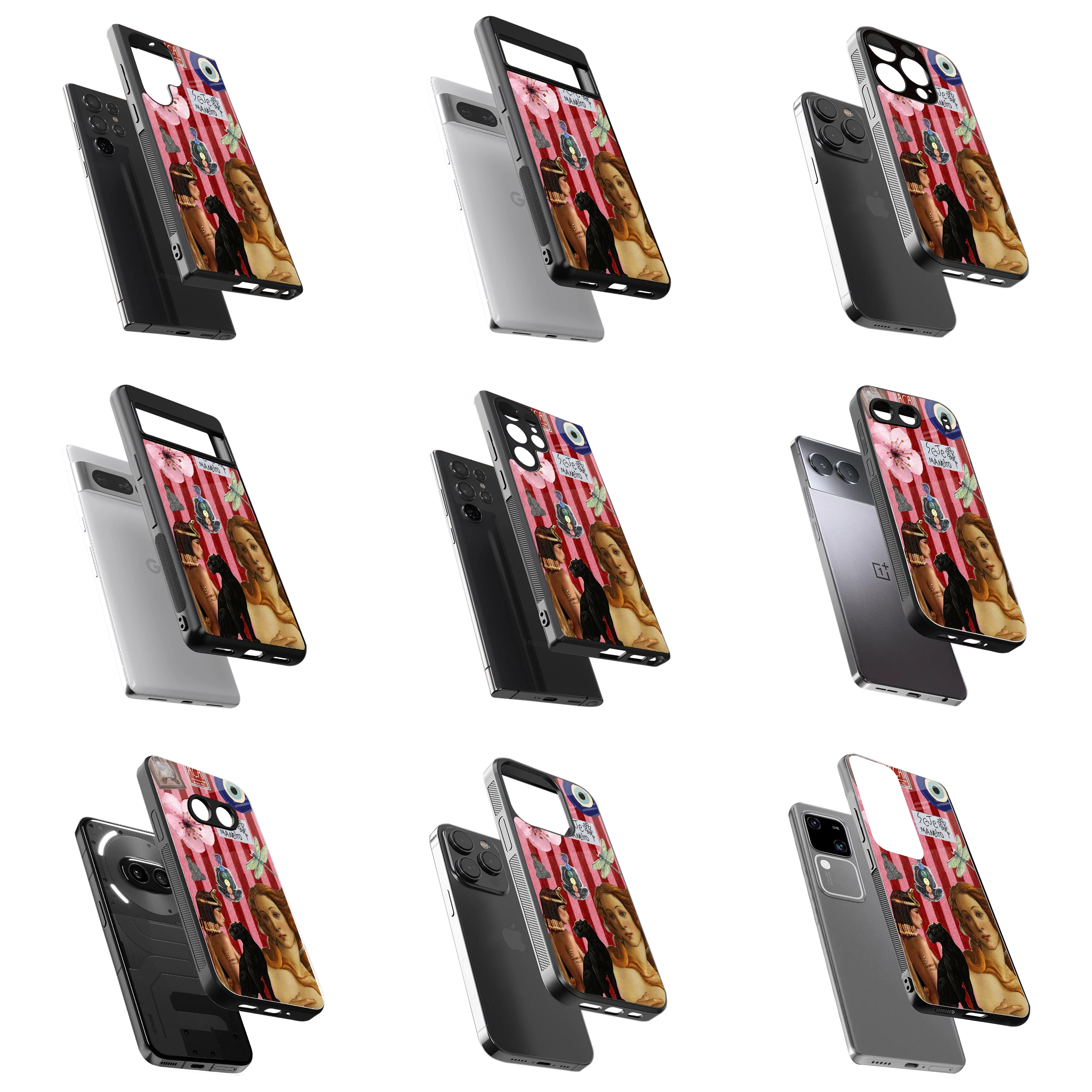 Durable Glass Back Mobile Case for iPhone, Samsung, OnePlus, Google Pixel, Redmi, Vivo, Oppo