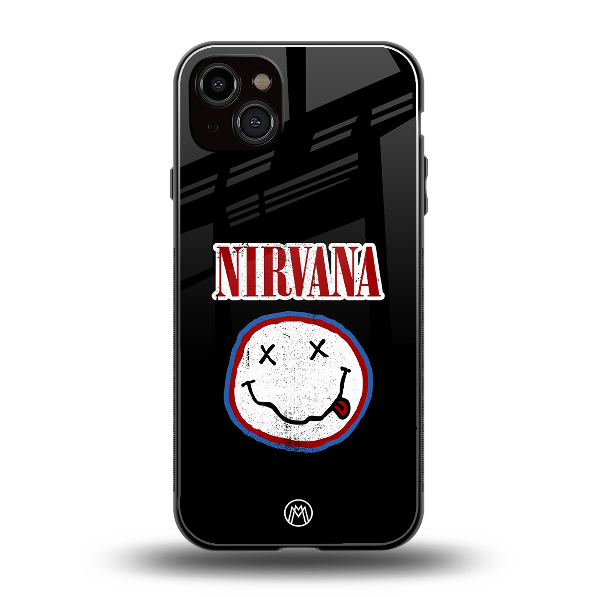 nirvana back phone cover | glass case for iphone 15 plus
