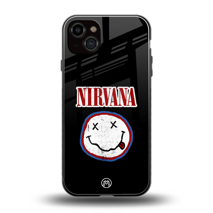 nirvana back phone cover | glass case for iphone 14 plus