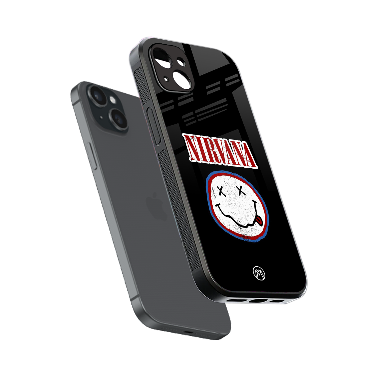nirvana back phone cover | glass case for iphone 15 plus