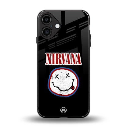 nirvana back phone cover | glass case for iphone 16 plus