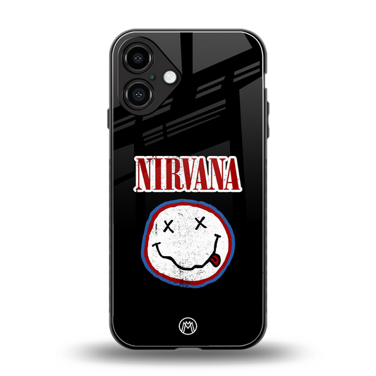 nirvana back phone cover | glass case for iphone 16 plus