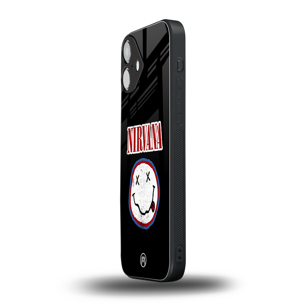 nirvana back phone cover | glass case for iphone 16 plus