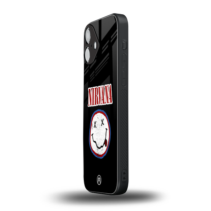 nirvana back phone cover | glass case for iphone 16 plus