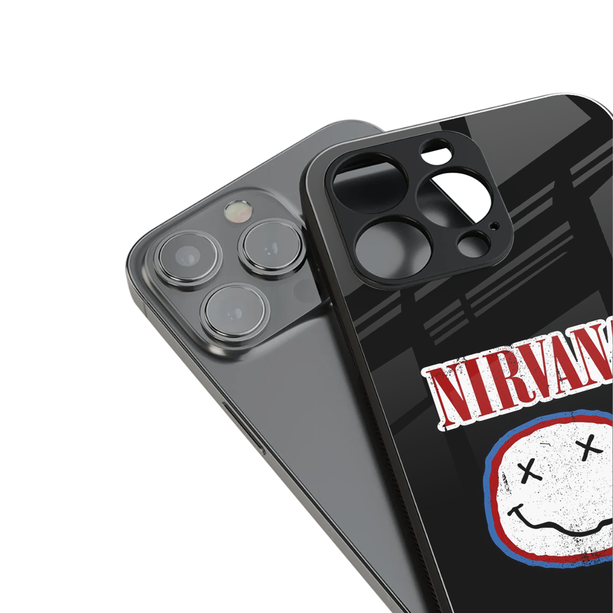 nirvana back phone cover | glass case for iphone 16 plus