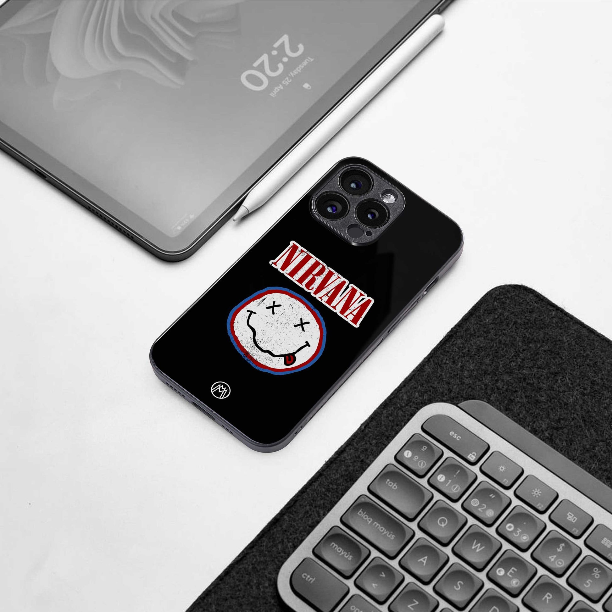 nirvana back phone cover | glass case for iphone 13 pro max