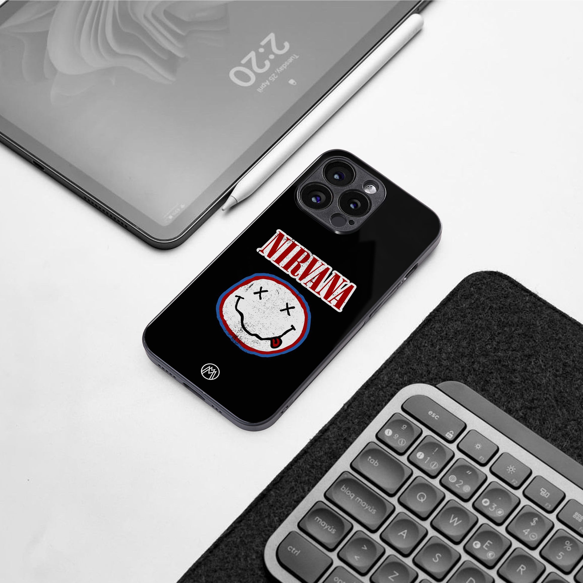 nirvana back phone cover | glass case for iphone 15 pro max