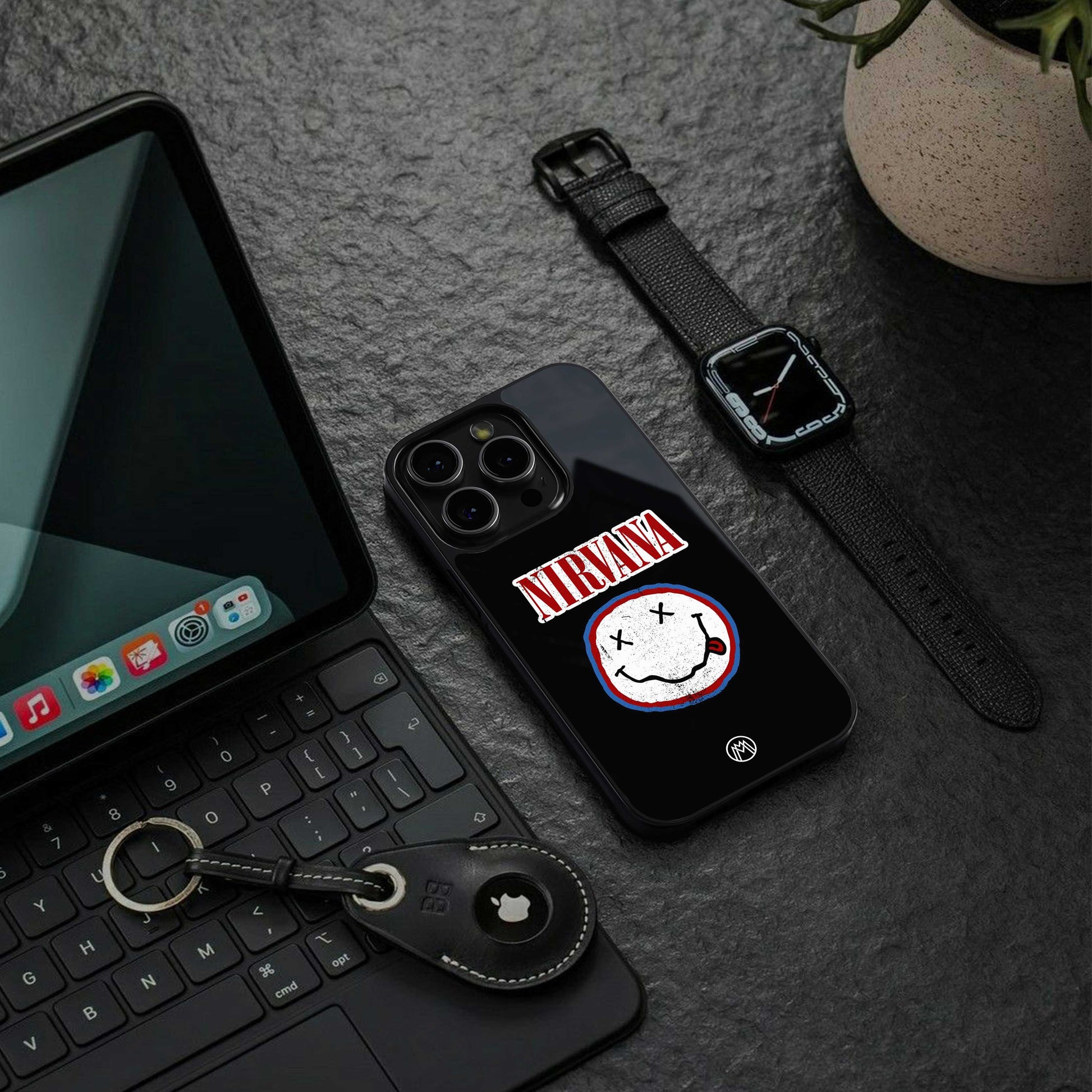 nirvana back phone cover | glass case for iphone 13 pro max