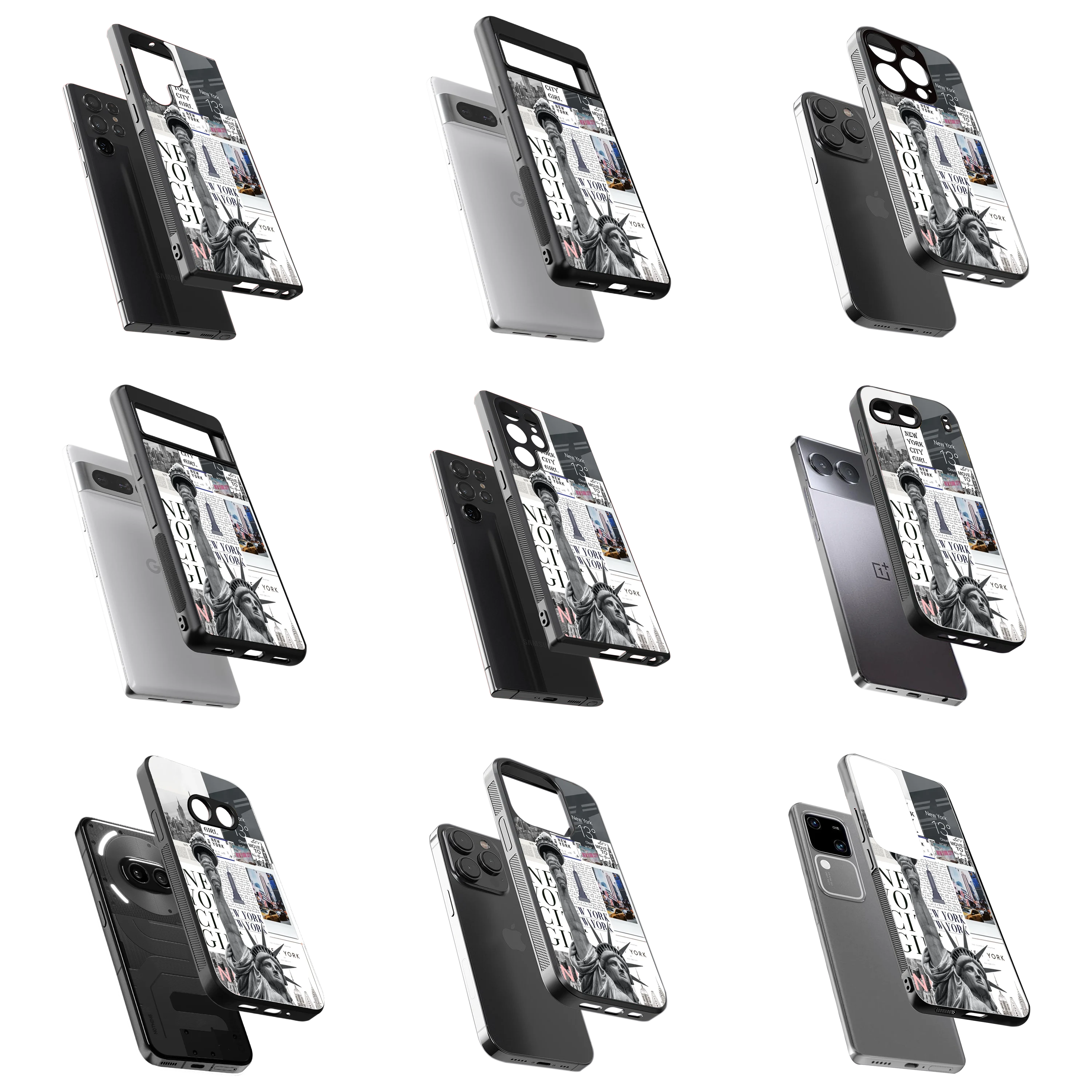 Durable Glass Back Mobile Case for iPhone, Samsung, OnePlus, Google Pixel, Redmi, Vivo, Oppo