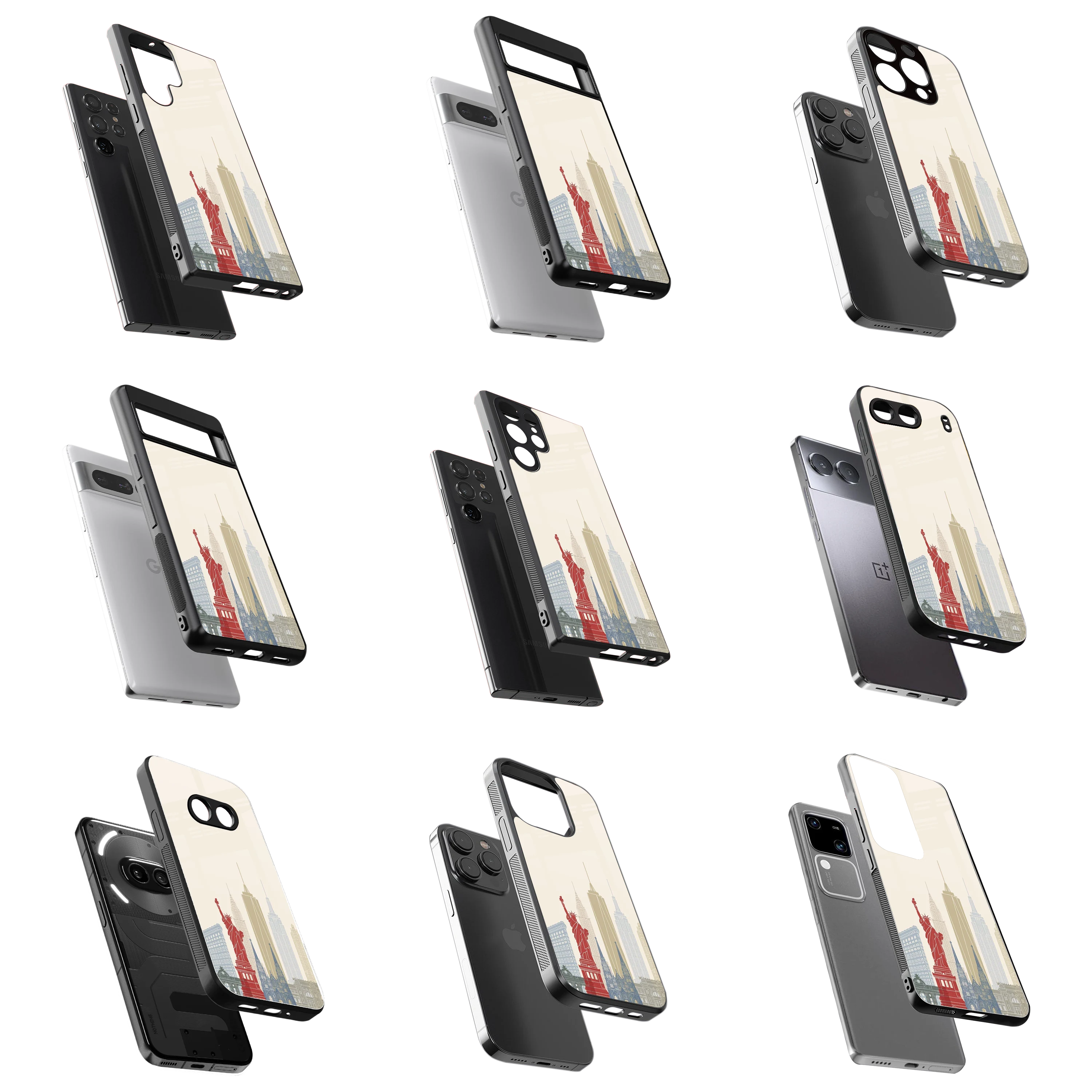 Durable Glass Back Mobile Case for iPhone, Samsung, OnePlus, Google Pixel, Redmi, Vivo, Oppo