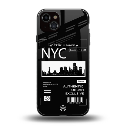 nyc back phone cover | glass case for iphone 15 plus
