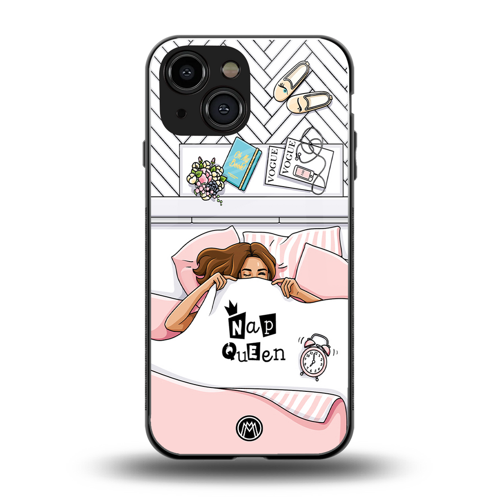 nap queen girl back phone cover | glass case for iphone 13 mini