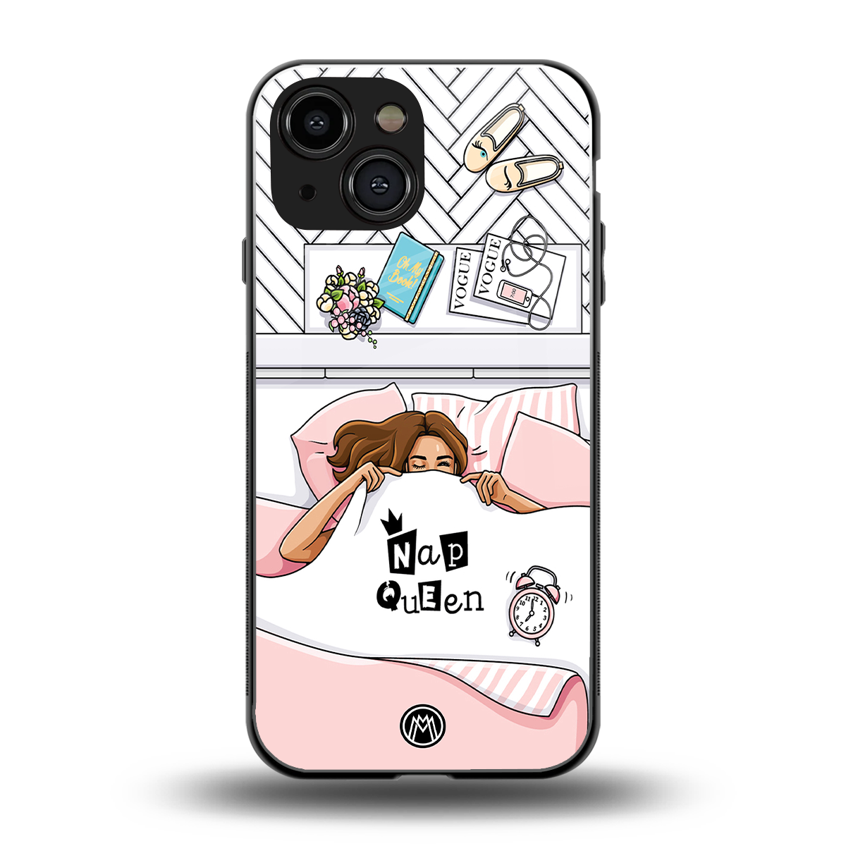 nap queen girl back phone cover | glass case for iphone 13 mini