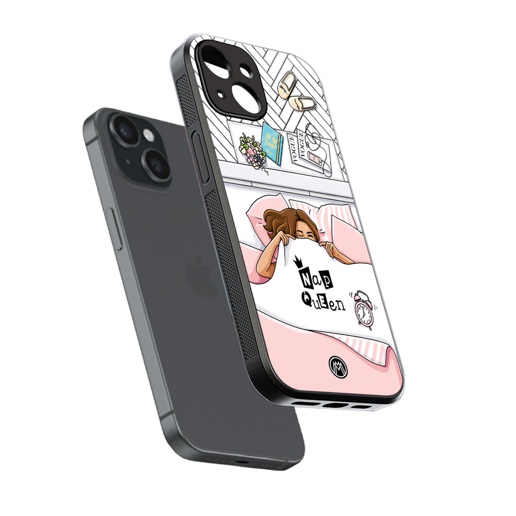 nap queen girl back phone cover | glass case for iphone 13 mini