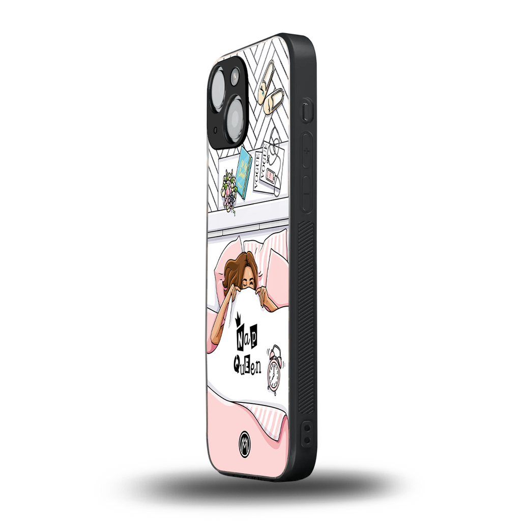 nap queen girl back phone cover | glass case for iphone 13 mini