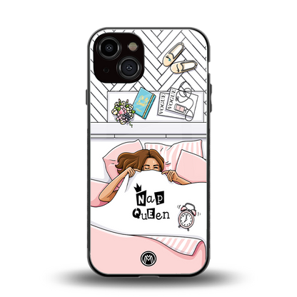 nap queen girl back phone cover | glass case for iphone 13