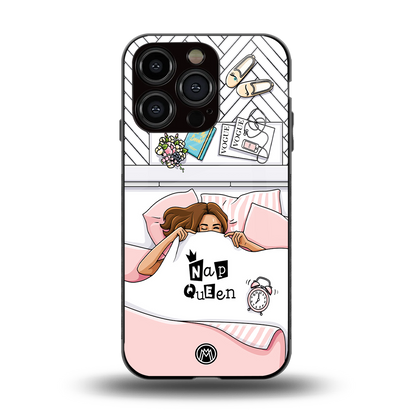 nap queen girl back phone cover | glass case for iphone 15 pro