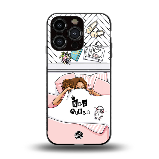 nap queen girl back phone cover | glass case for iphone 15 pro