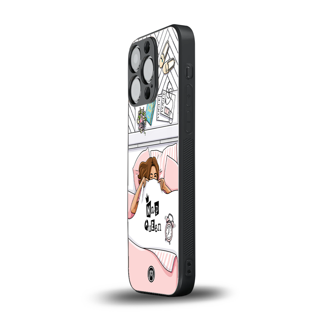 nap queen girl back phone cover | glass case for iphone 15 pro