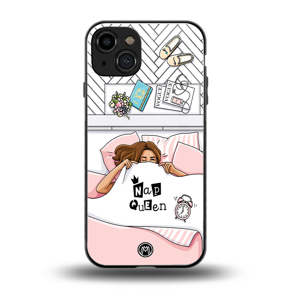 nap queen girl back phone cover | glass case for iphone 15