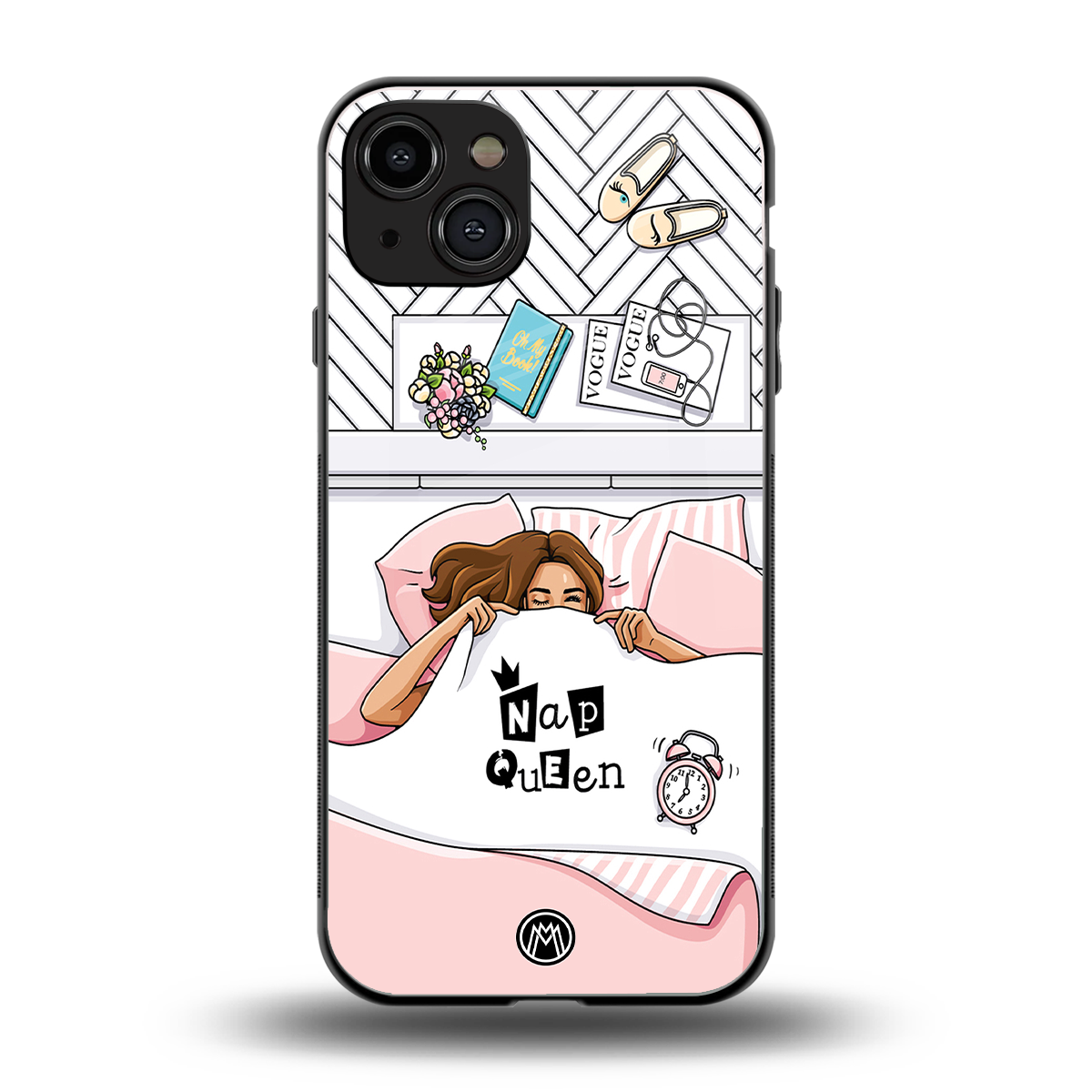 nap queen girl back phone cover | glass case for iphone 15