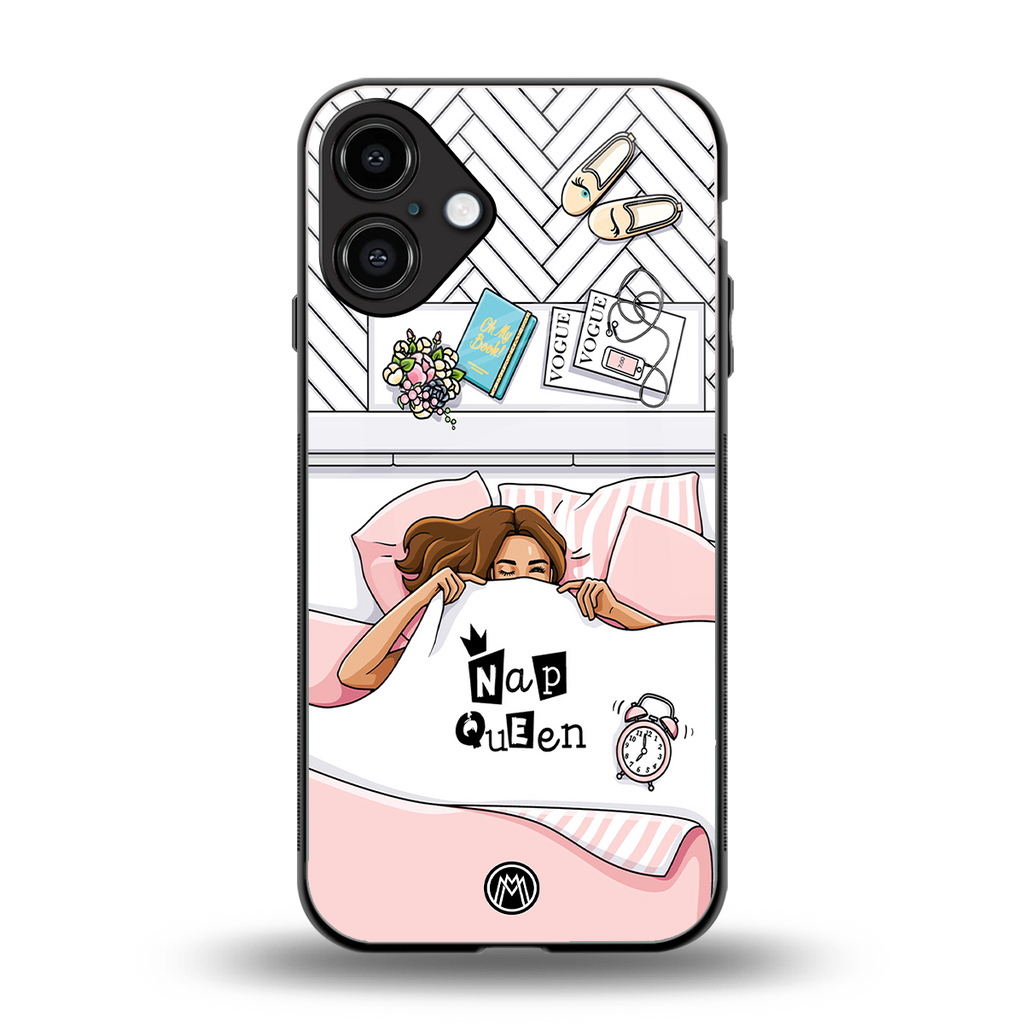 nap queen girl back phone cover | glass case for iphone 16 plus