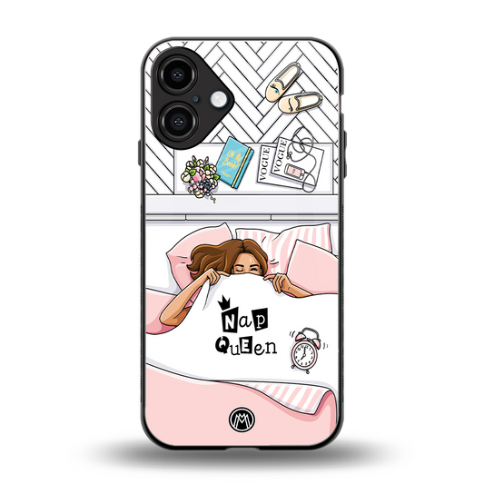 nap queen girl back phone cover | glass case for iphone 16 plus