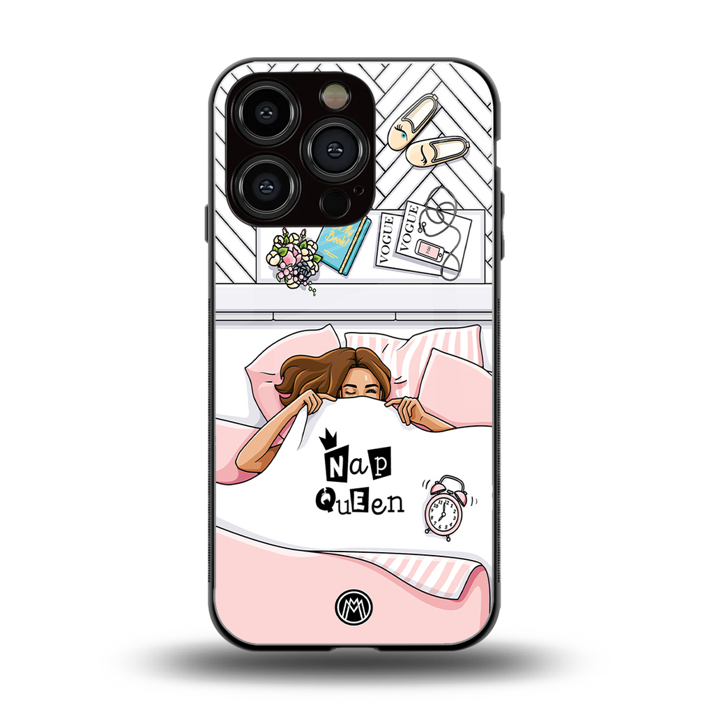 nap queen girl back phone cover | glass case for iphone 16 pro