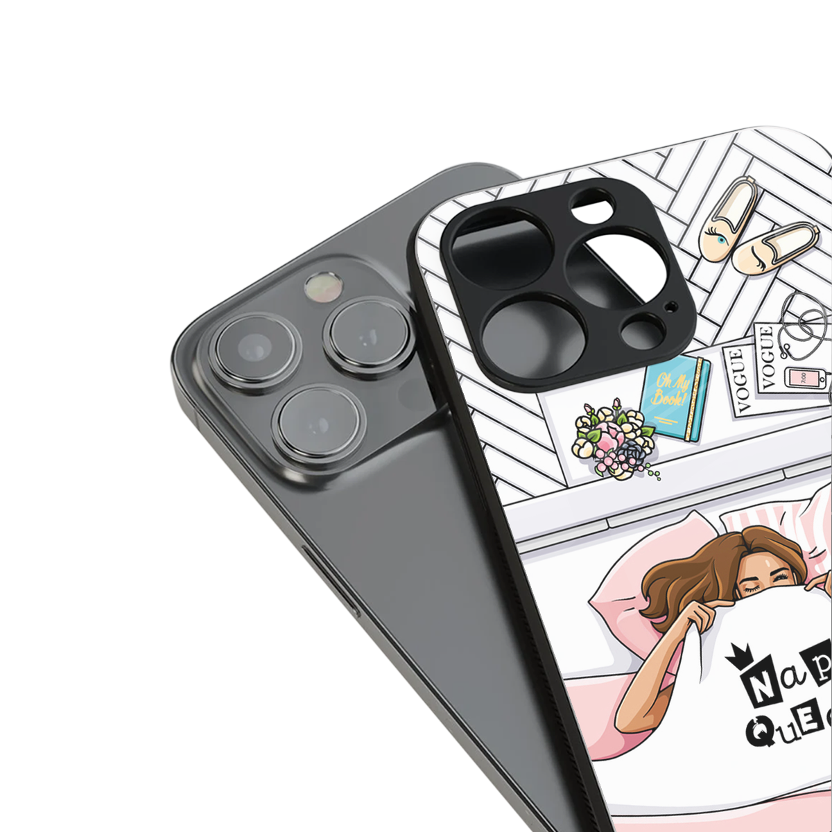 nap queen girl back phone cover | glass case for iphone 15 pro