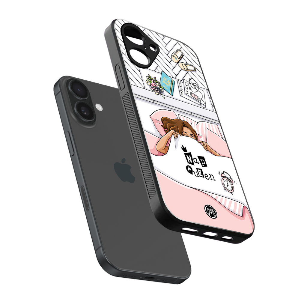 nap queen girl back phone cover | glass case for iphone 16