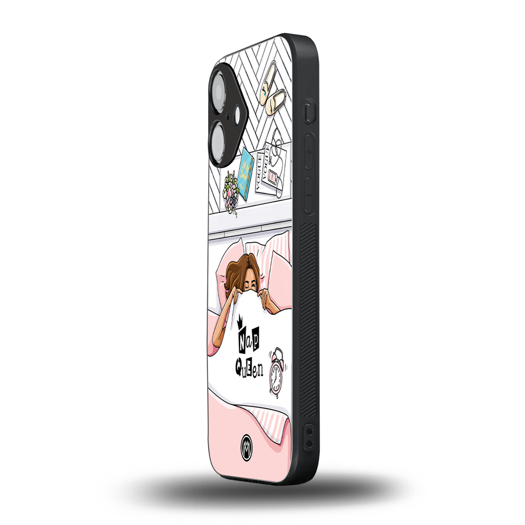 nap queen girl back phone cover | glass case for iphone 16