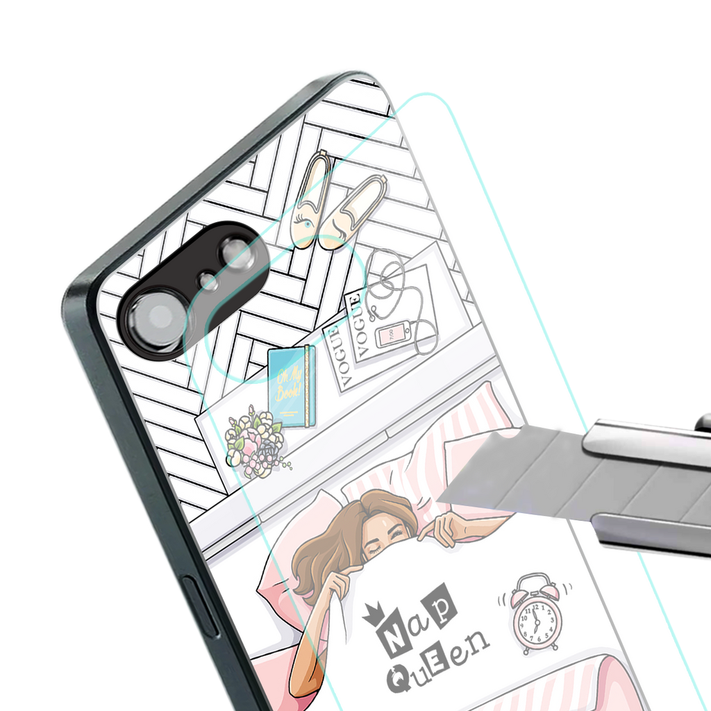 nap queen girl back phone cover | glass case for iphone 16e
