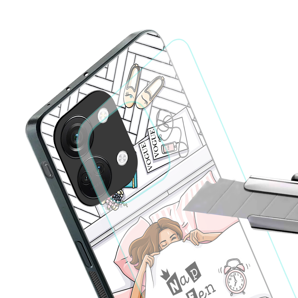 nap queen girl back phone cover | glass case for oneplus nord 3