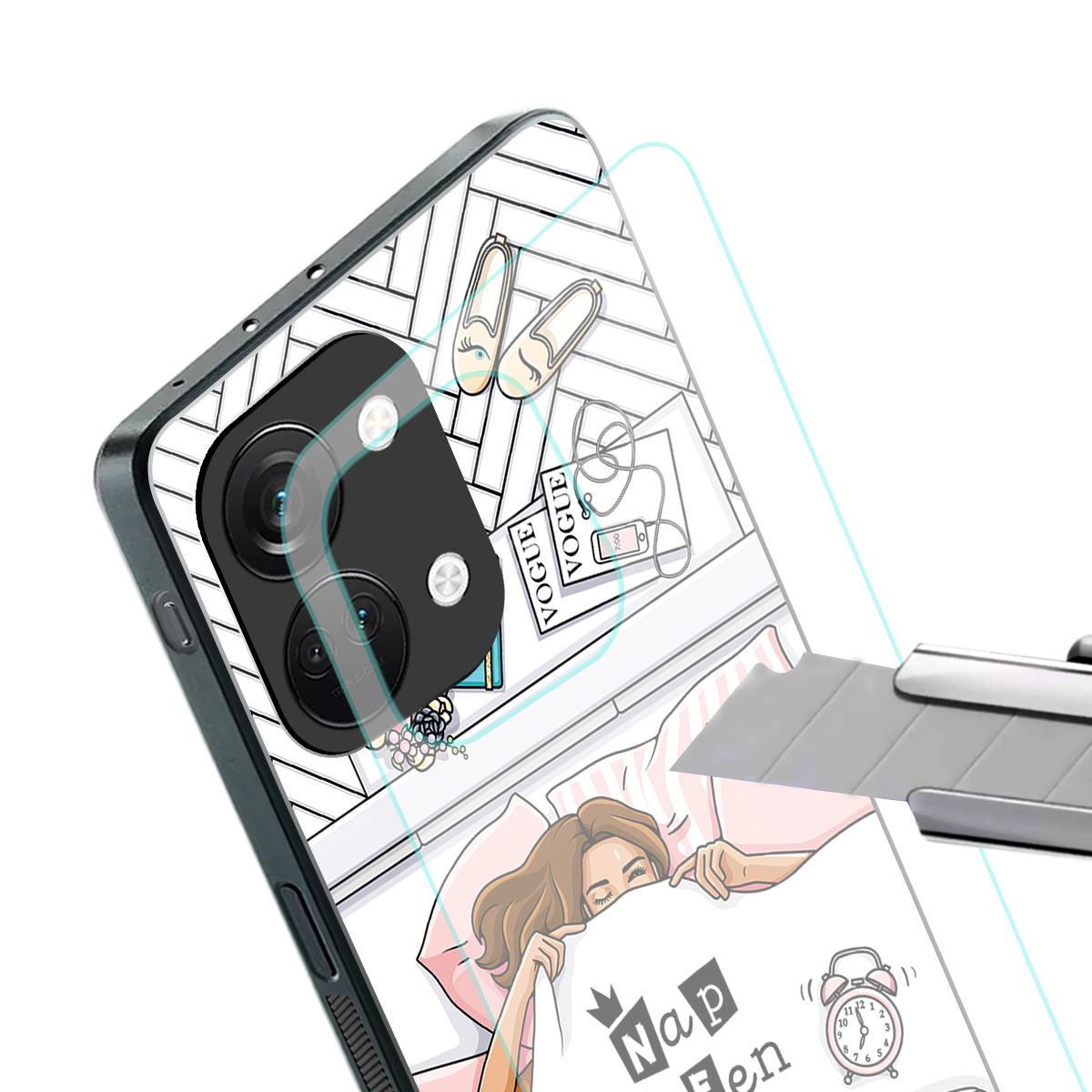nap queen girl back phone cover | glass case for oneplus nord 3