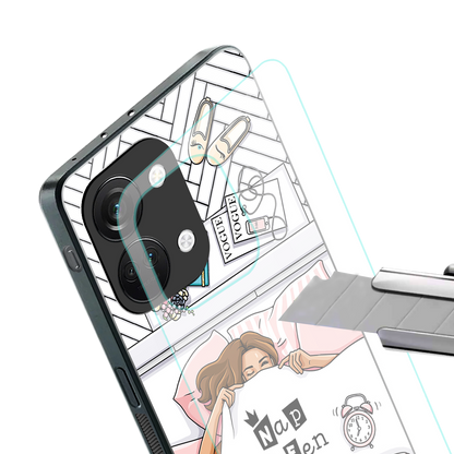 nap queen girl back phone cover | glass case for oneplus nord 3